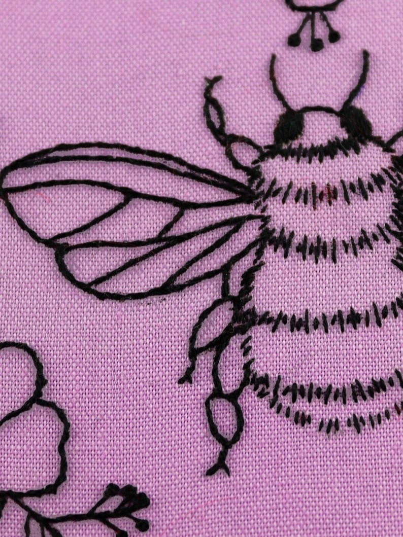 Bee Embroidery Pattern: Floral Heart Insect Design (PDF Digital Download) product image (2)
