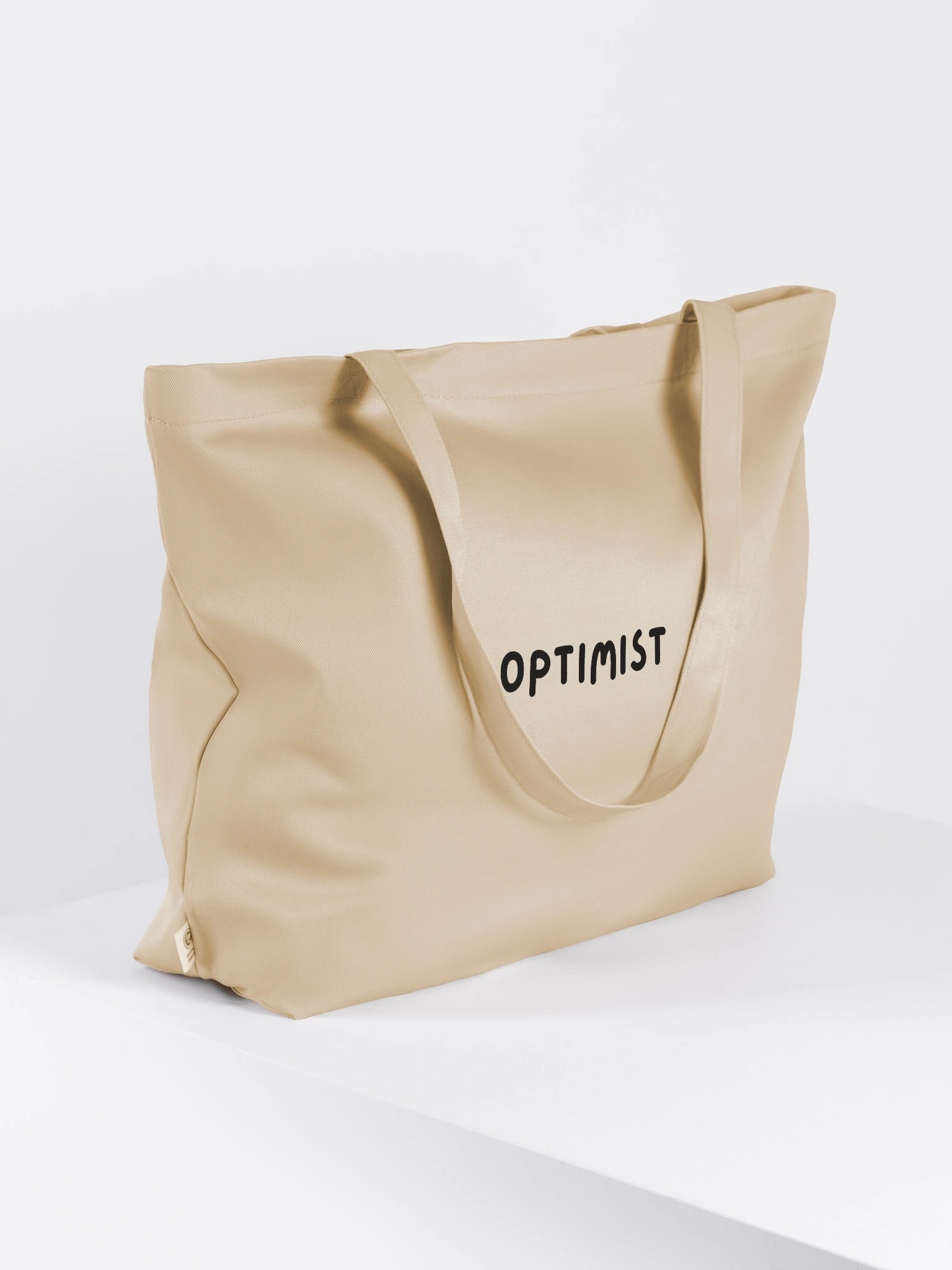 “OPTIMIST” My Vibe Beige Tote Bag product image (4)