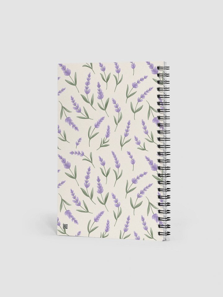 Spiral notebook with lavender pattern. Illustrated floral journal product image (2)