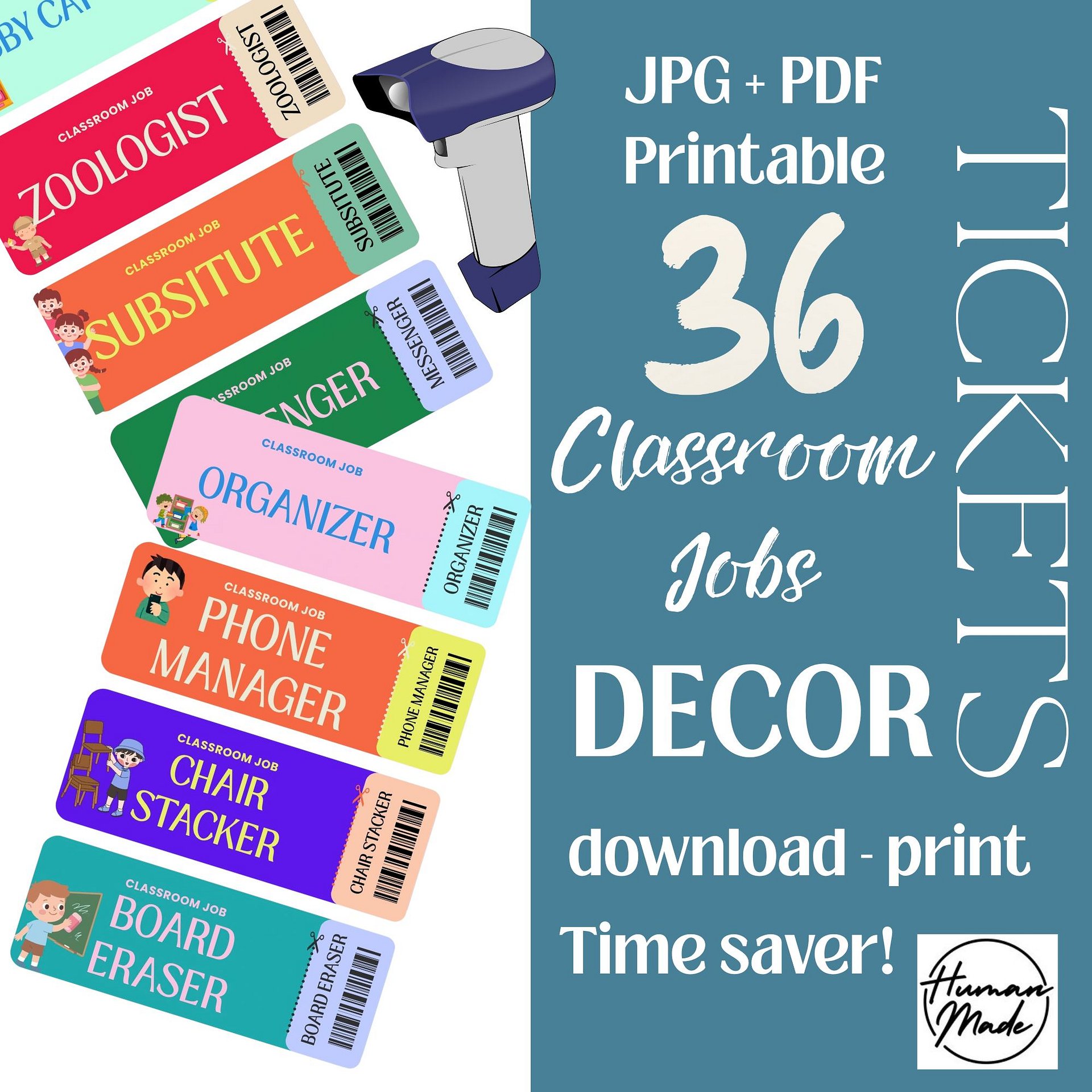 Classroom Jobs Printable Movie Ticket Bulletin Board Decor Student Helpers PDF product image (1)