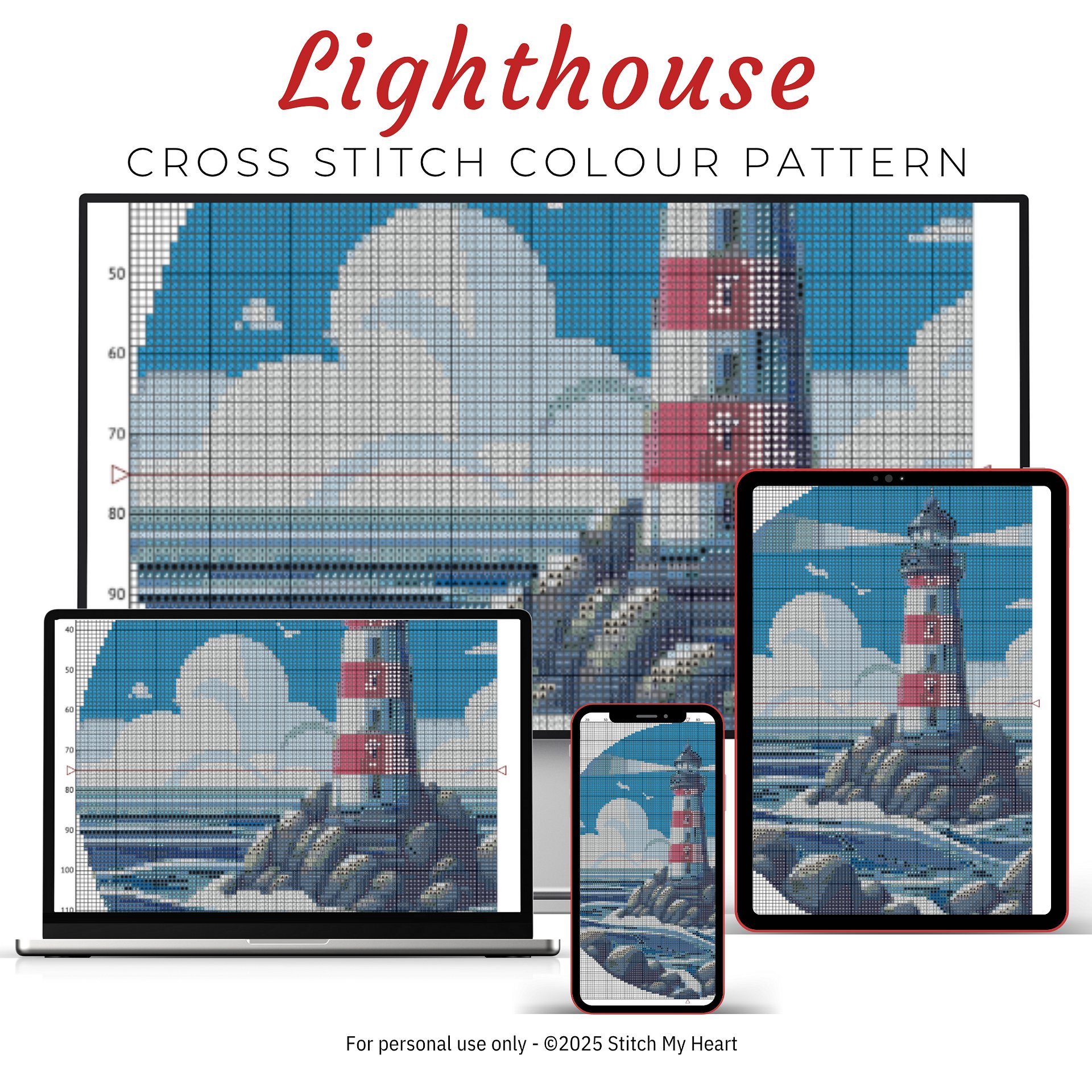 Rocky Lighthouse Cross Stitch Pattern product image (3)