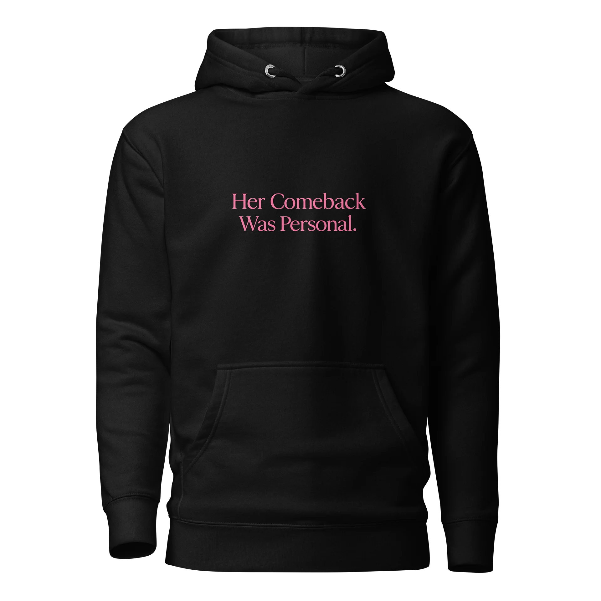 Title: Her Comeback Was Personal – White & Pink Statement Hoodie product image (1)