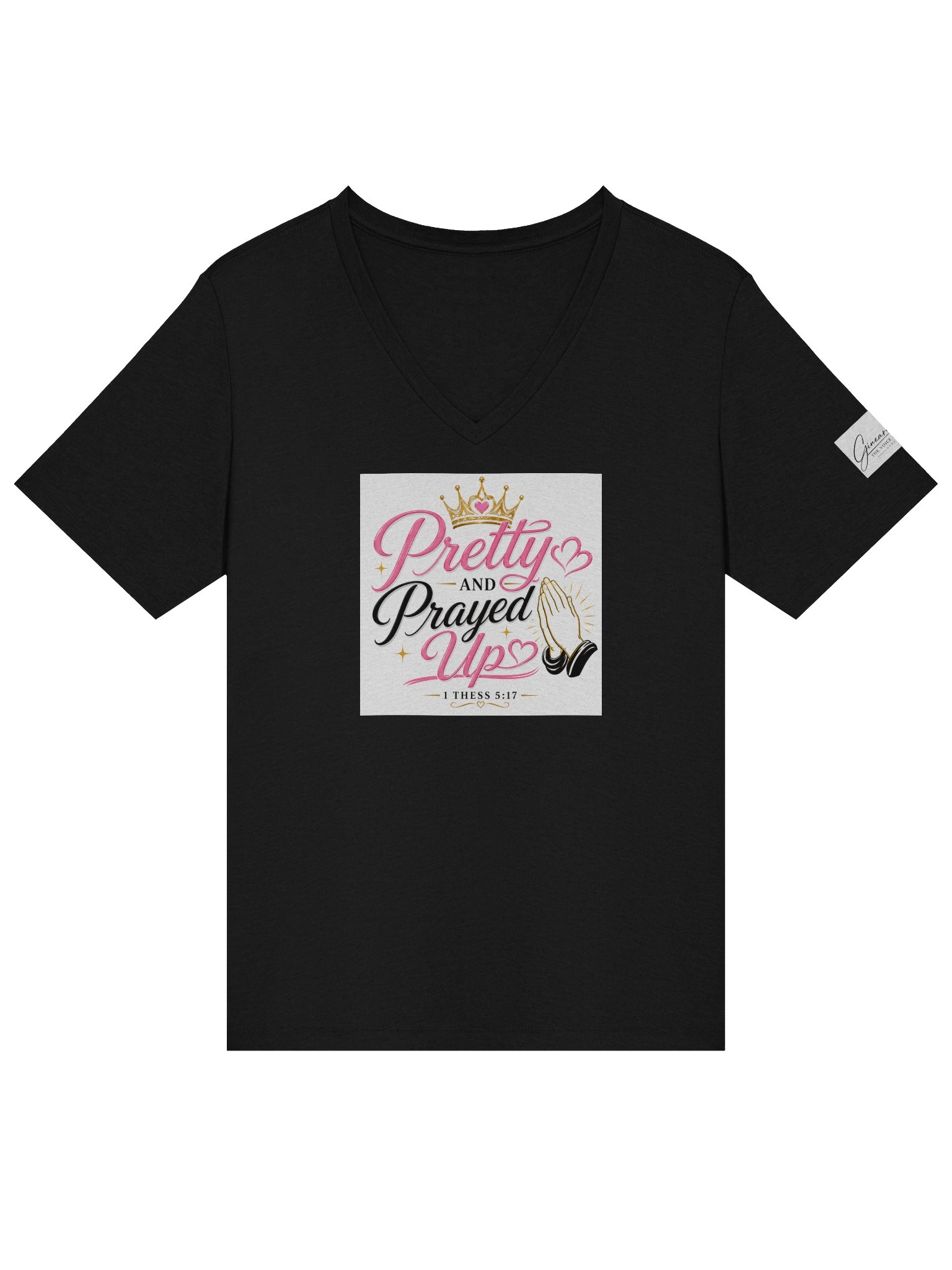 Pretty and Prayed up V-neck-Black product image (3)