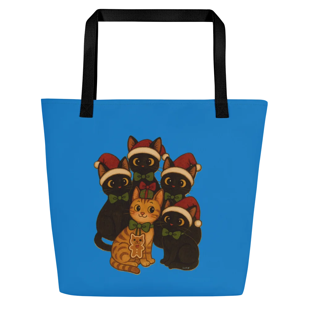 Cat brigade winter Large Tote Bag product image (1)