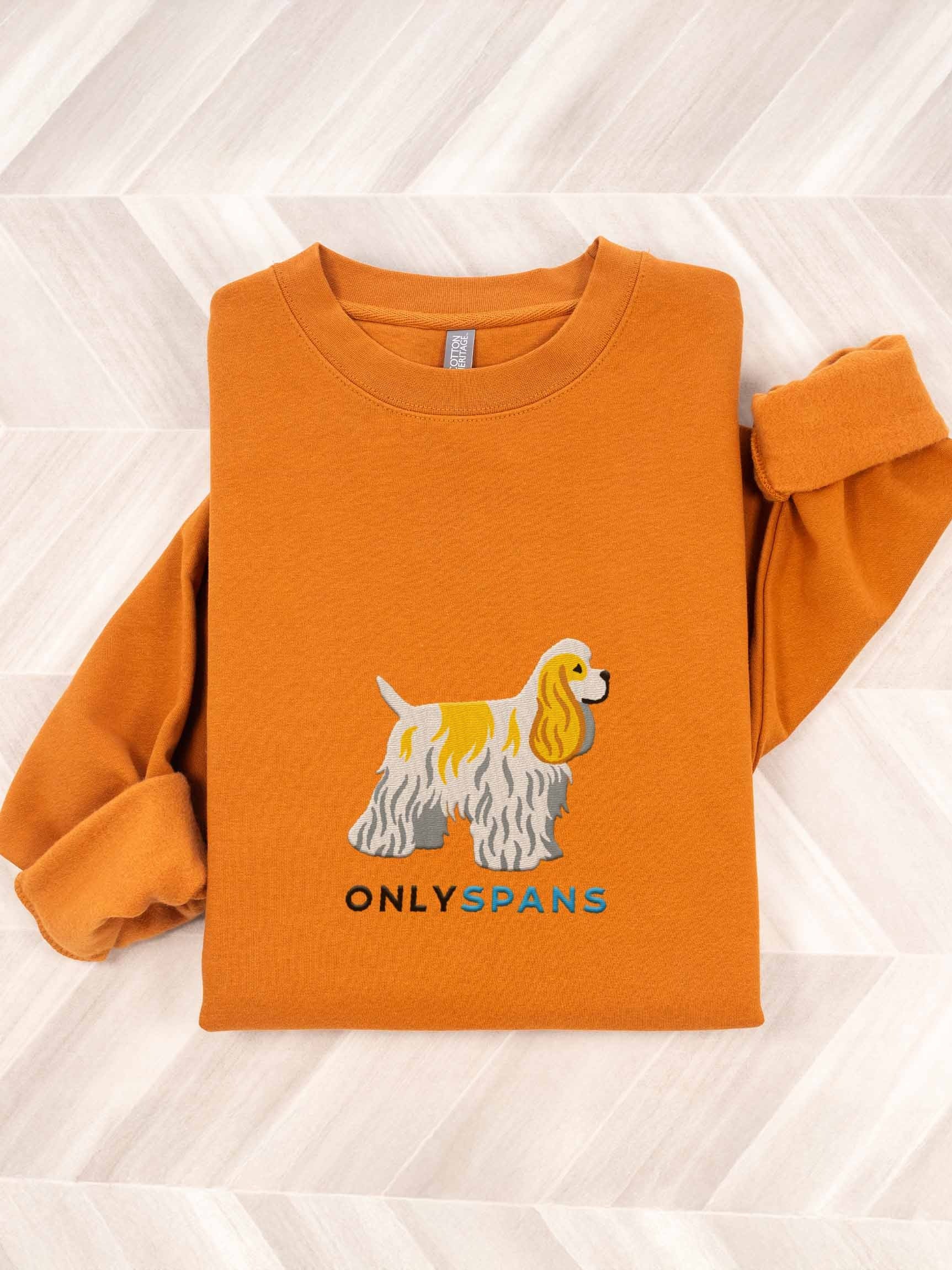 Only Spans Sweatshirt (Embroidered) of an American Cocker Spaniel(Lemon and White) product image (1)