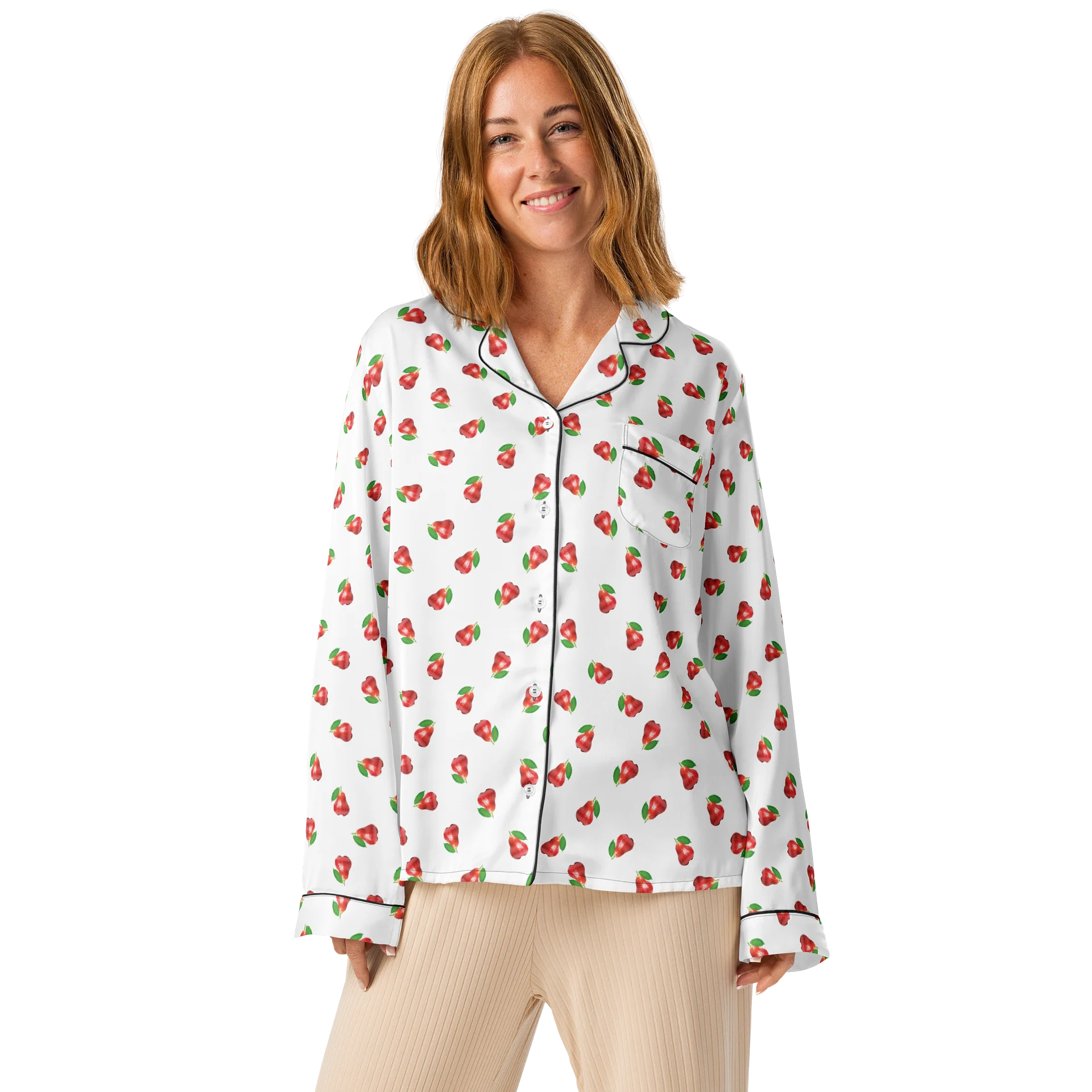 CaribbeanApples Otaheite Fruit Print | Women's Long Sleeve Pajama Top product image (1)