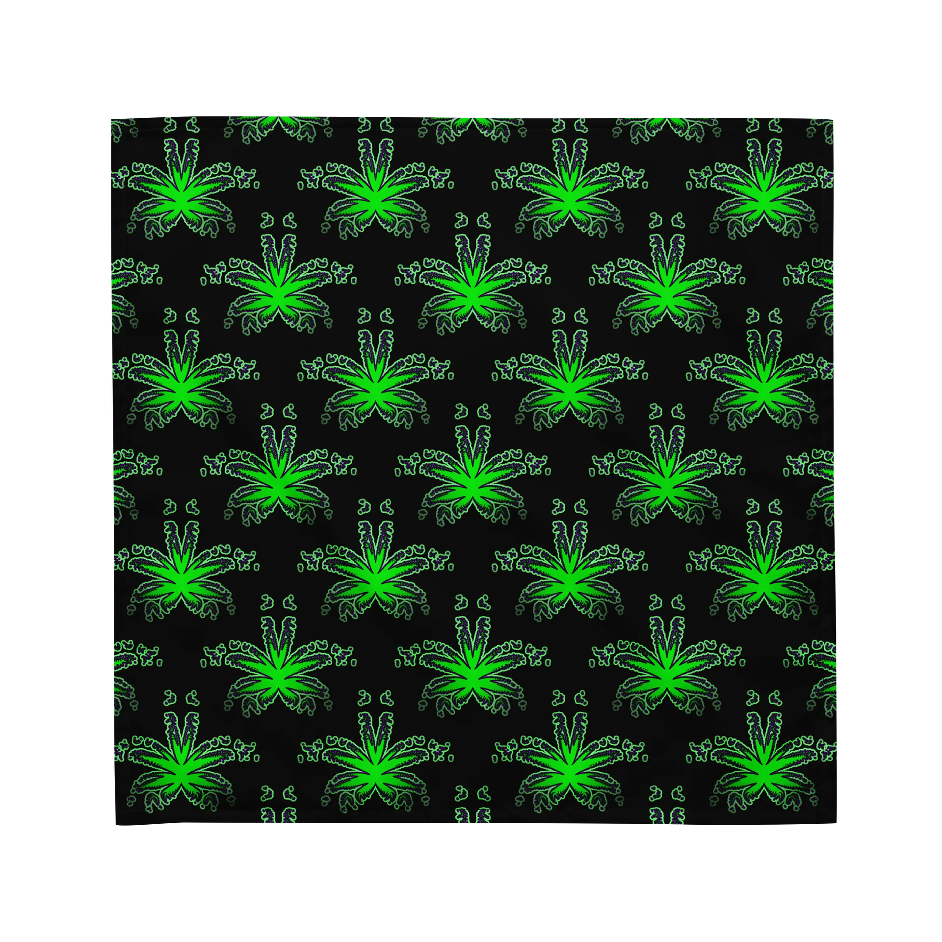 Weird Weed Leaf Twisted Budz Bandana, Green Purple Black 420 Cannabis Art Accessory product image (2)