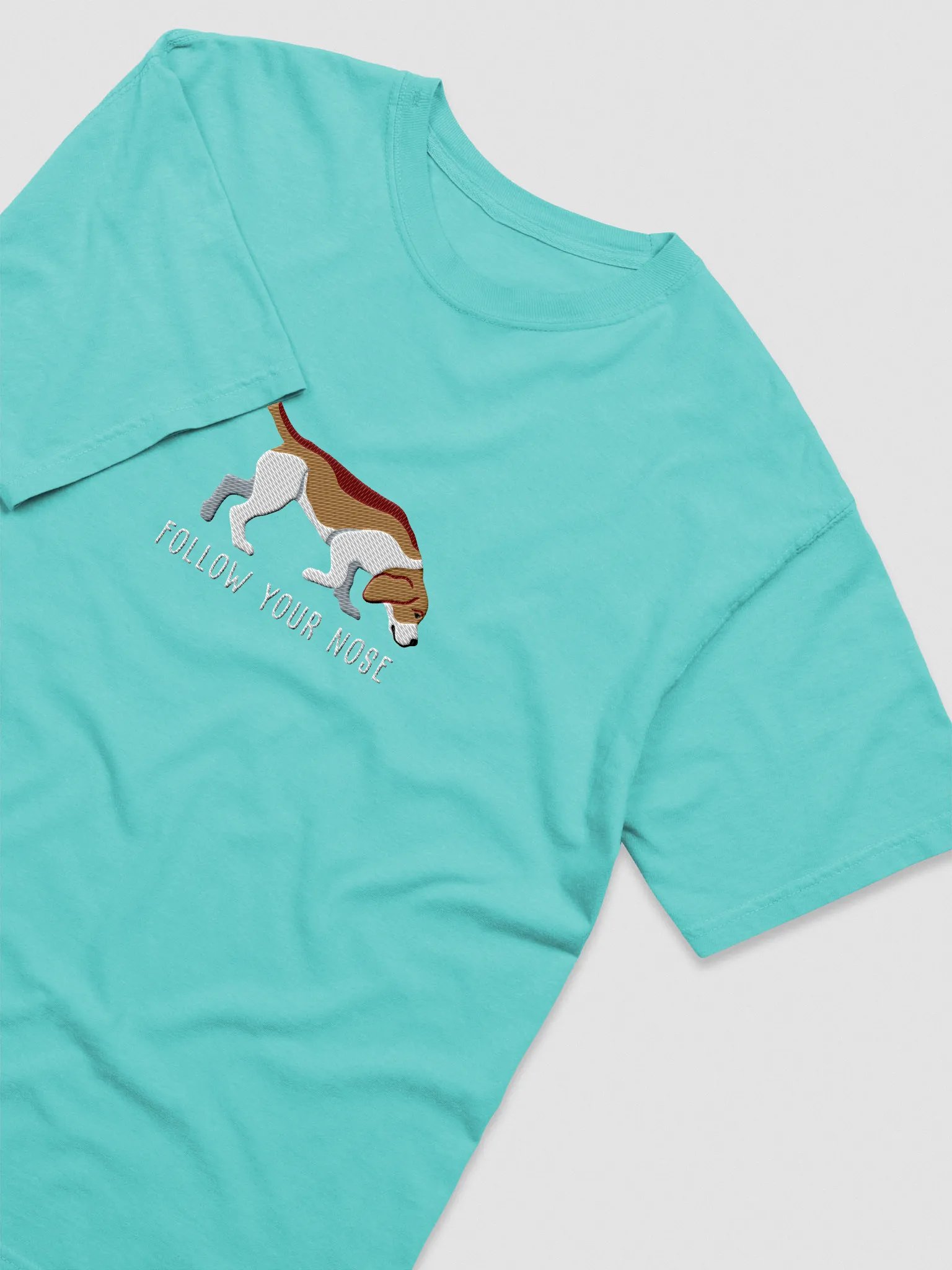 Follow Your Nose T-Shirt(Embroidered) of a Beagle(Tan) product image (6)
