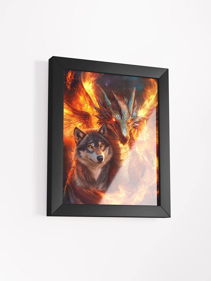 Fire dragon & wolf 01 - Framed High Quality Matte Poster product image (13)