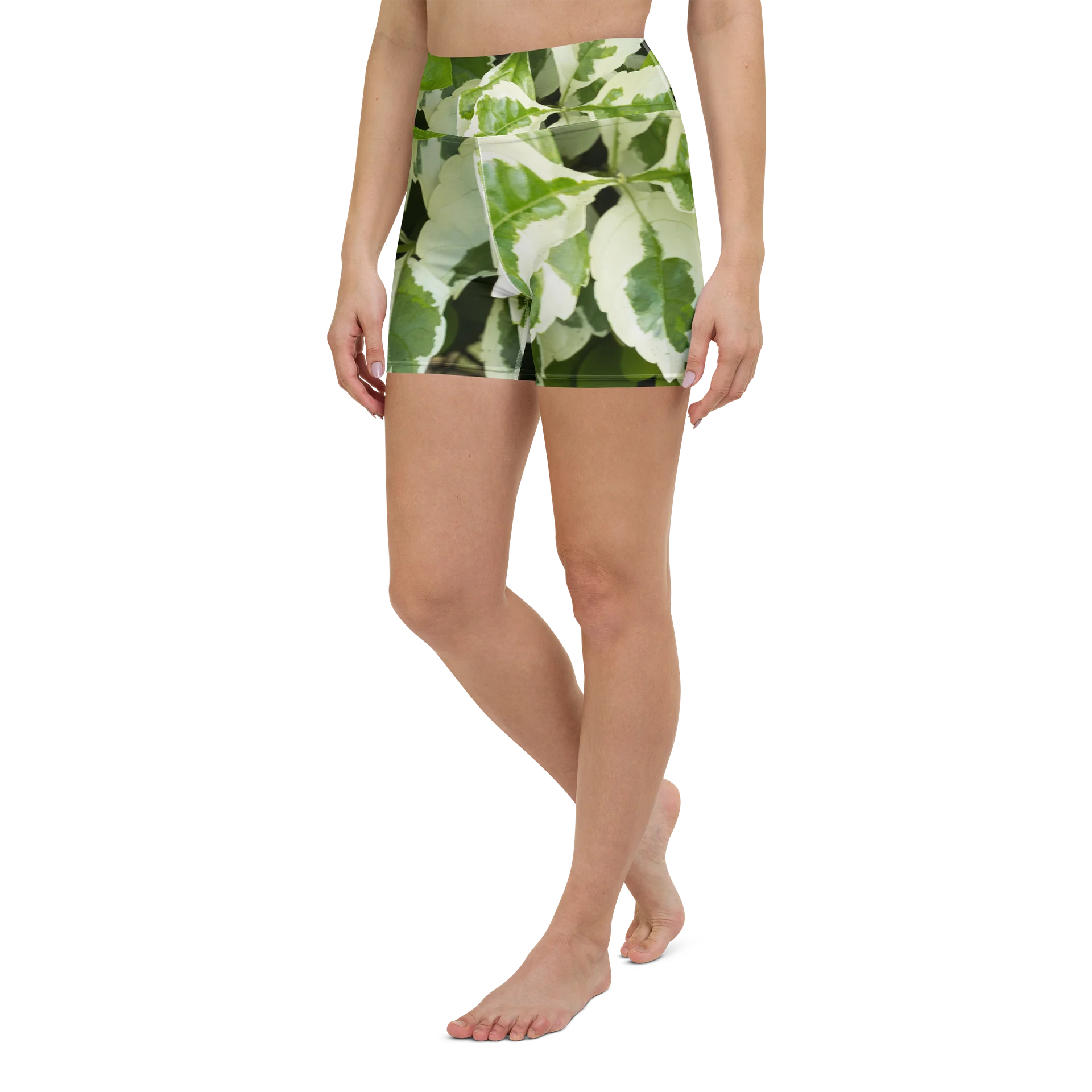 Moss & Parch All-Over Print Green Workout Biker Shorts | Yoga Shorts product image (5)