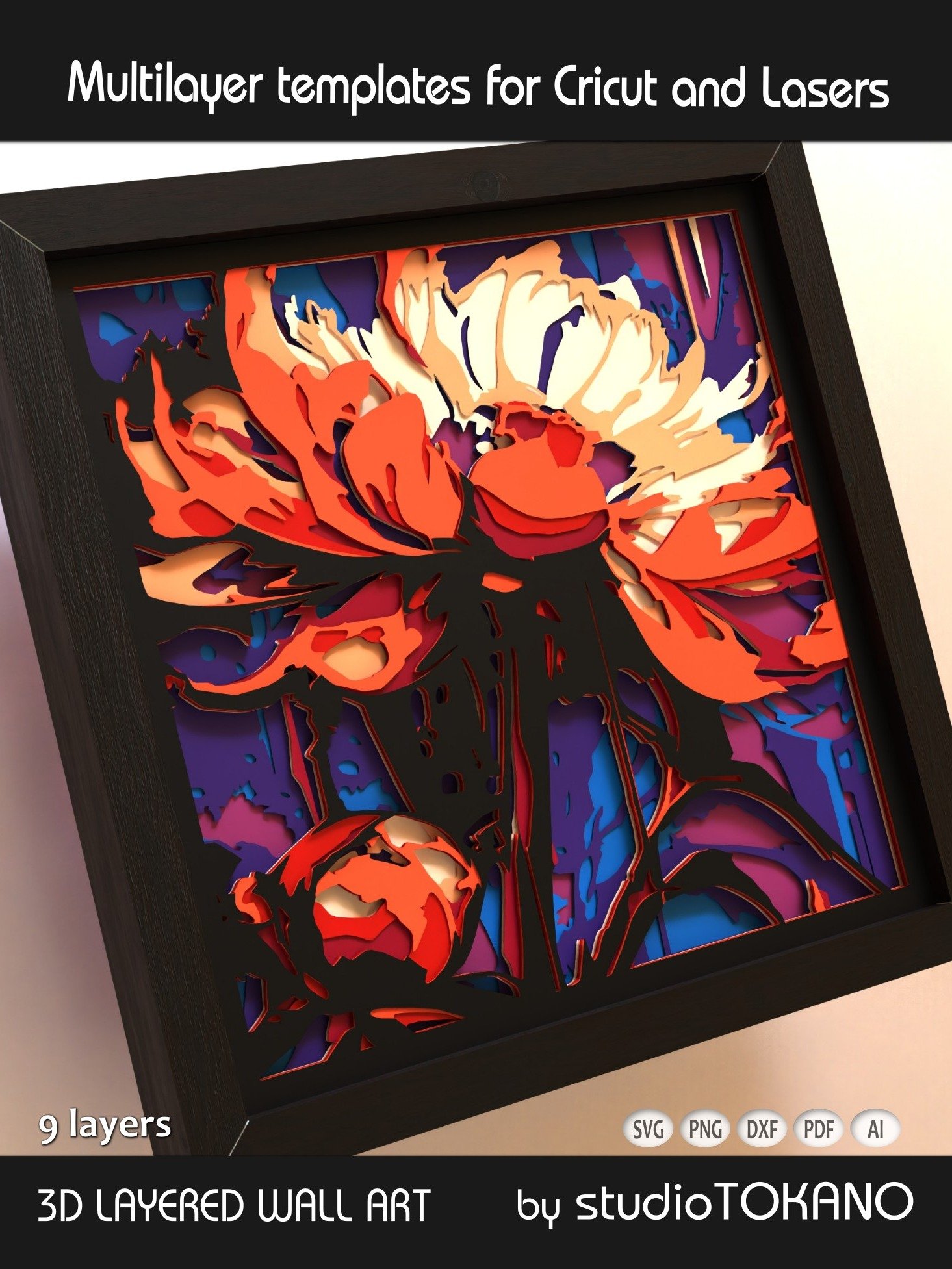Asian Floral Shadow box SVG product image (3)