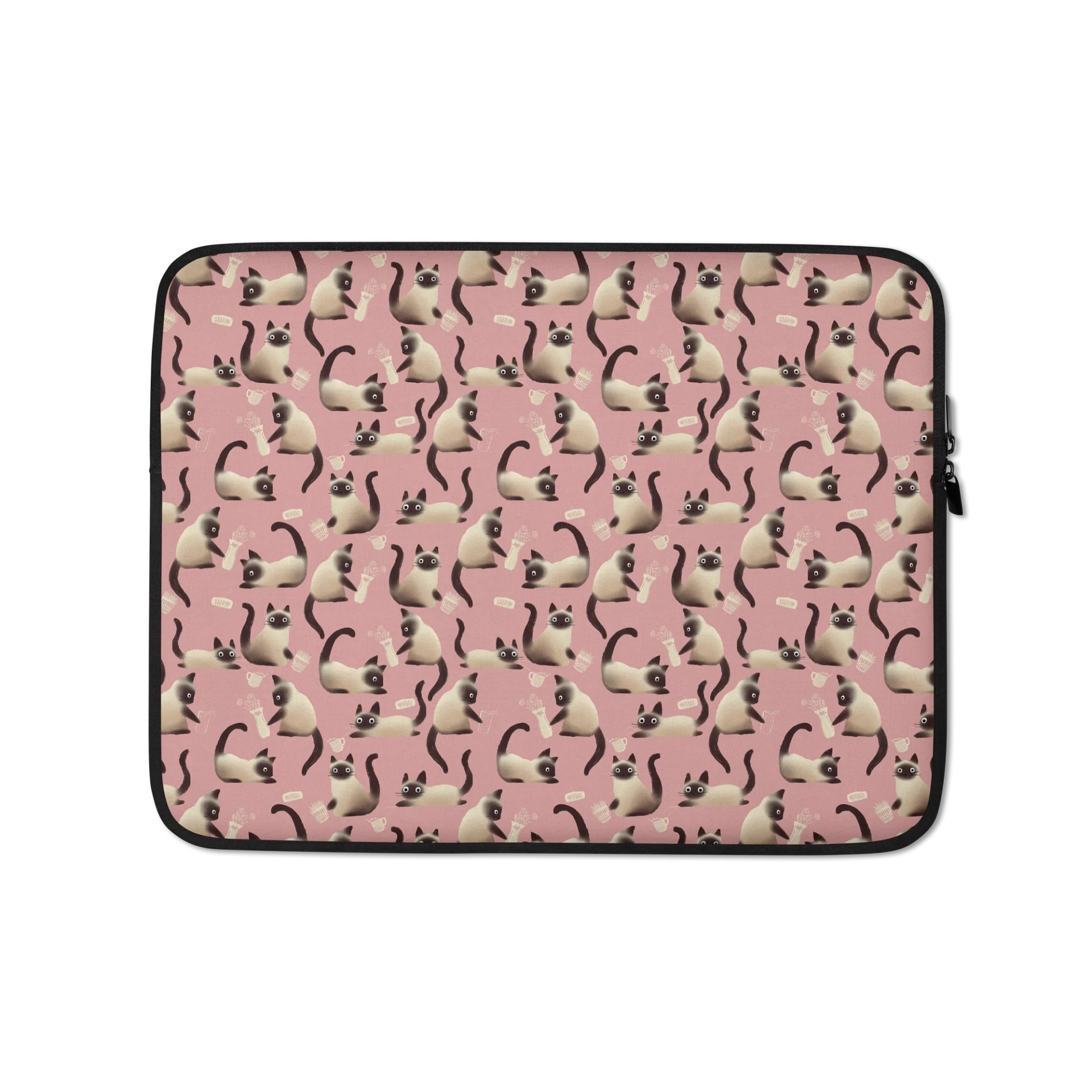 Bad Siamese Cats Knocking Stuff Over Laptop Sleeve, Pink product image (1)