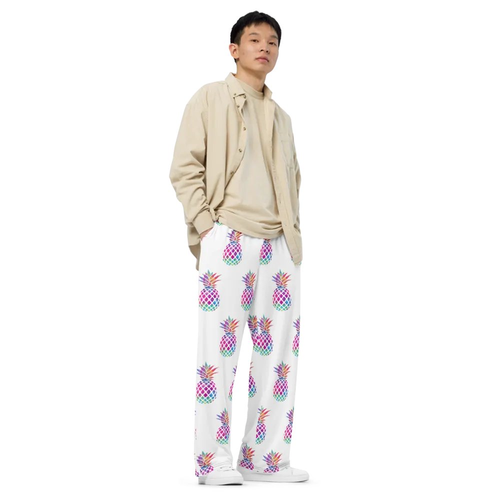 Chromatic Chaotic Pineapple Unisex Wide-Leg Pants product image (3)