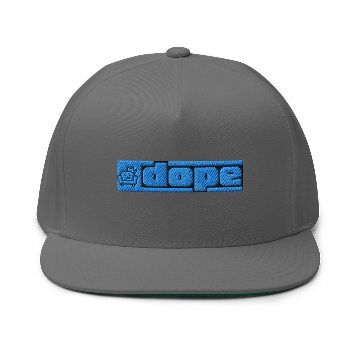 Gray Flat Brimmed Hat Blue Logo product image (1)