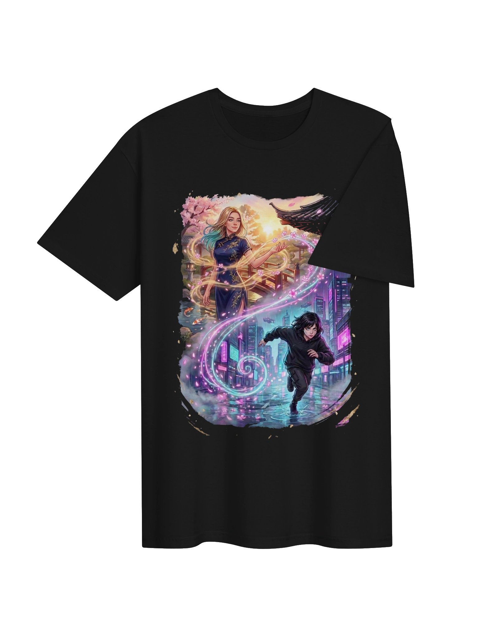 Golden Hour, Neon Rain - Anime Edition: Unisex T-Shirt product image (22)