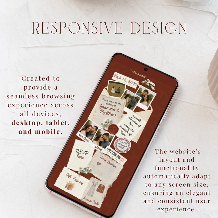 Wedding Website Template with RSVP | Editable Canva Wedding Invitation Site | Terracotta Winery Theme | Mobile Friendly product image (2)