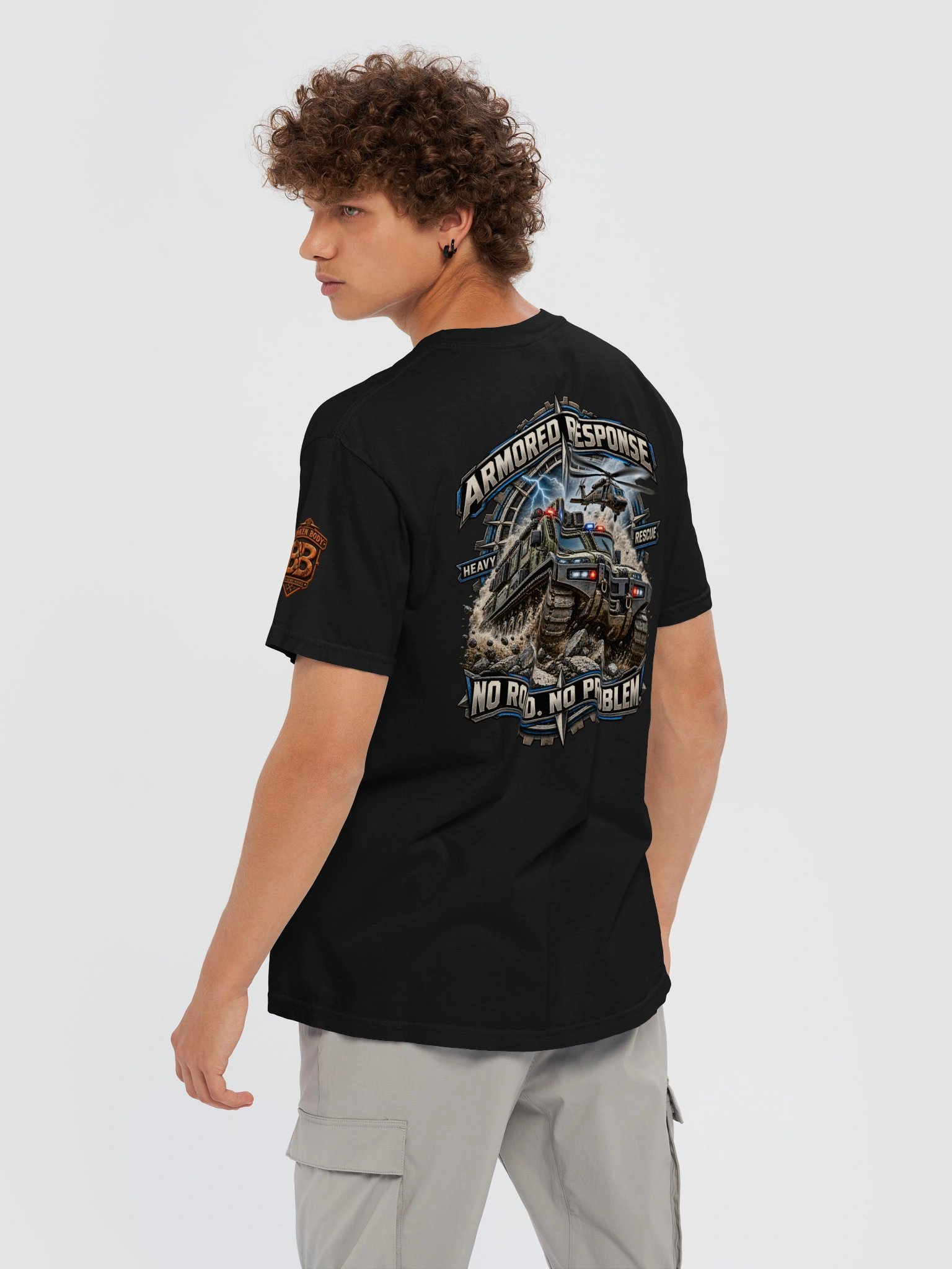 Armored Rescue Shirt — Heavy Response “No Road, No Problem” Tee | Flat Out Broken™ product image (8)