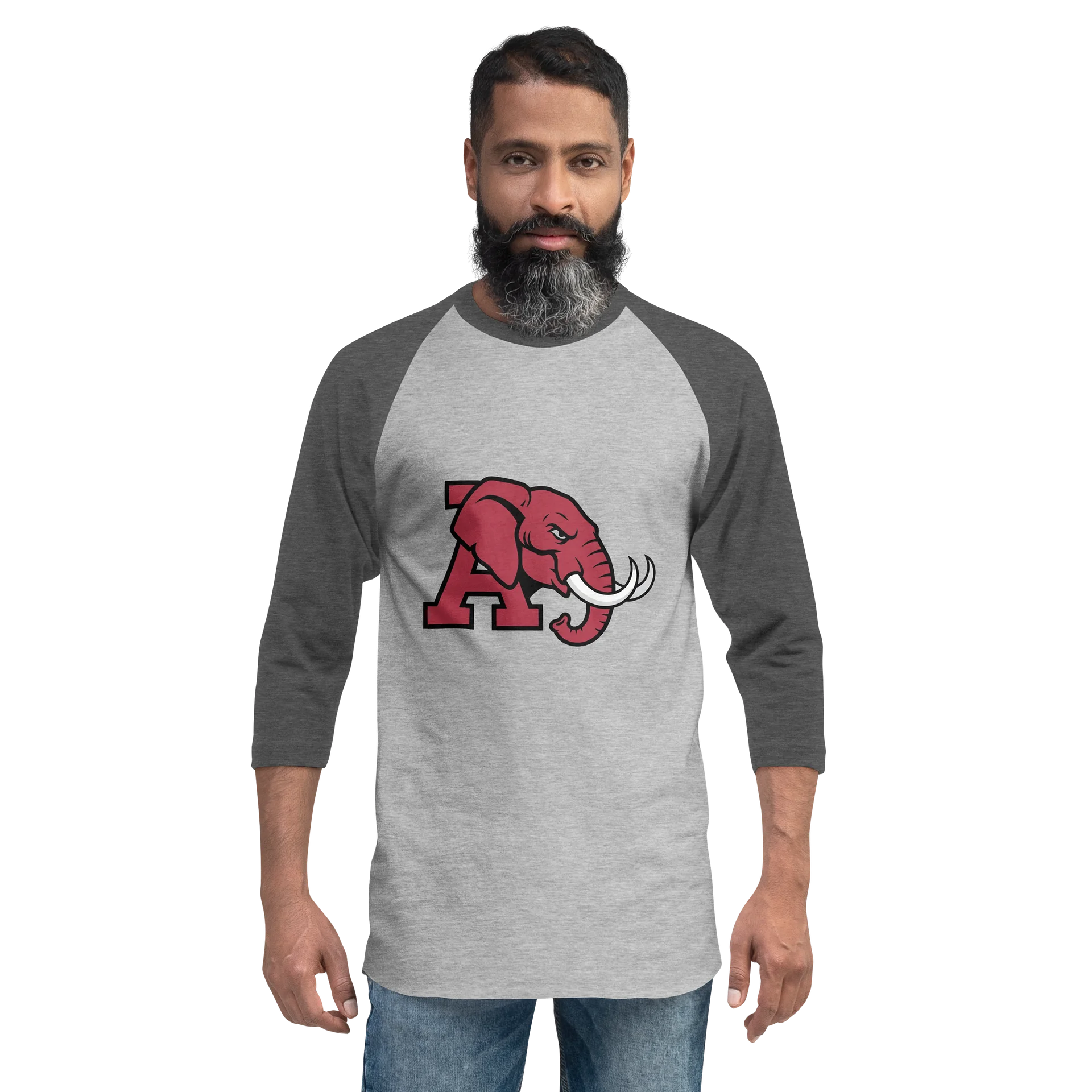 Stylized Elephant A-Head ¾ Sleeve Raglan Tee product image (8)
