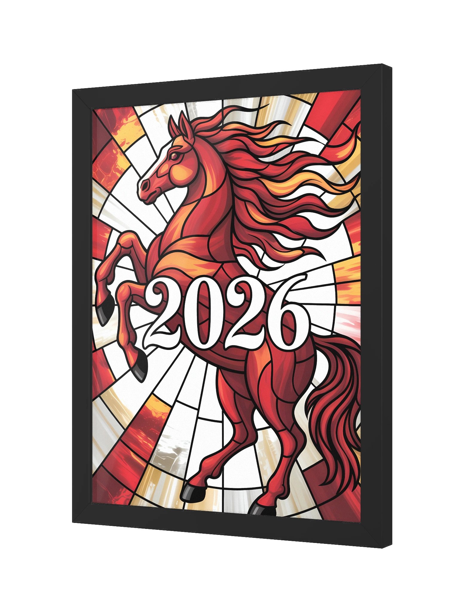 Year of The Fire Horse Framed Print in Stained Glass Style product image (3)