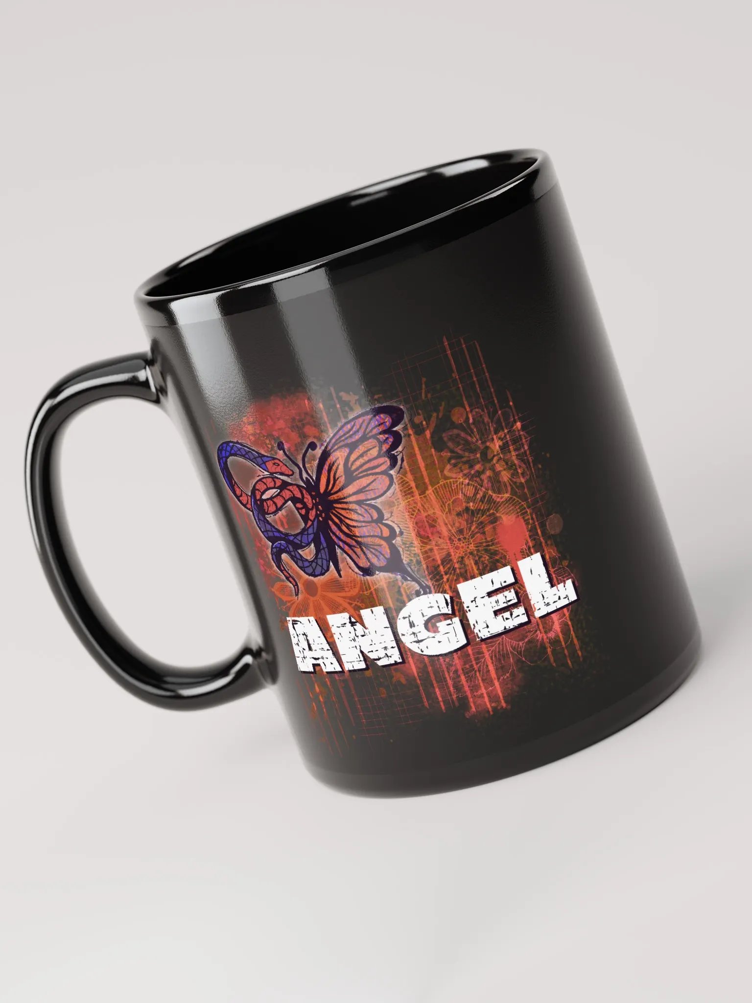 Black Mug Angel Distressed Snake Butterfly product image (6)