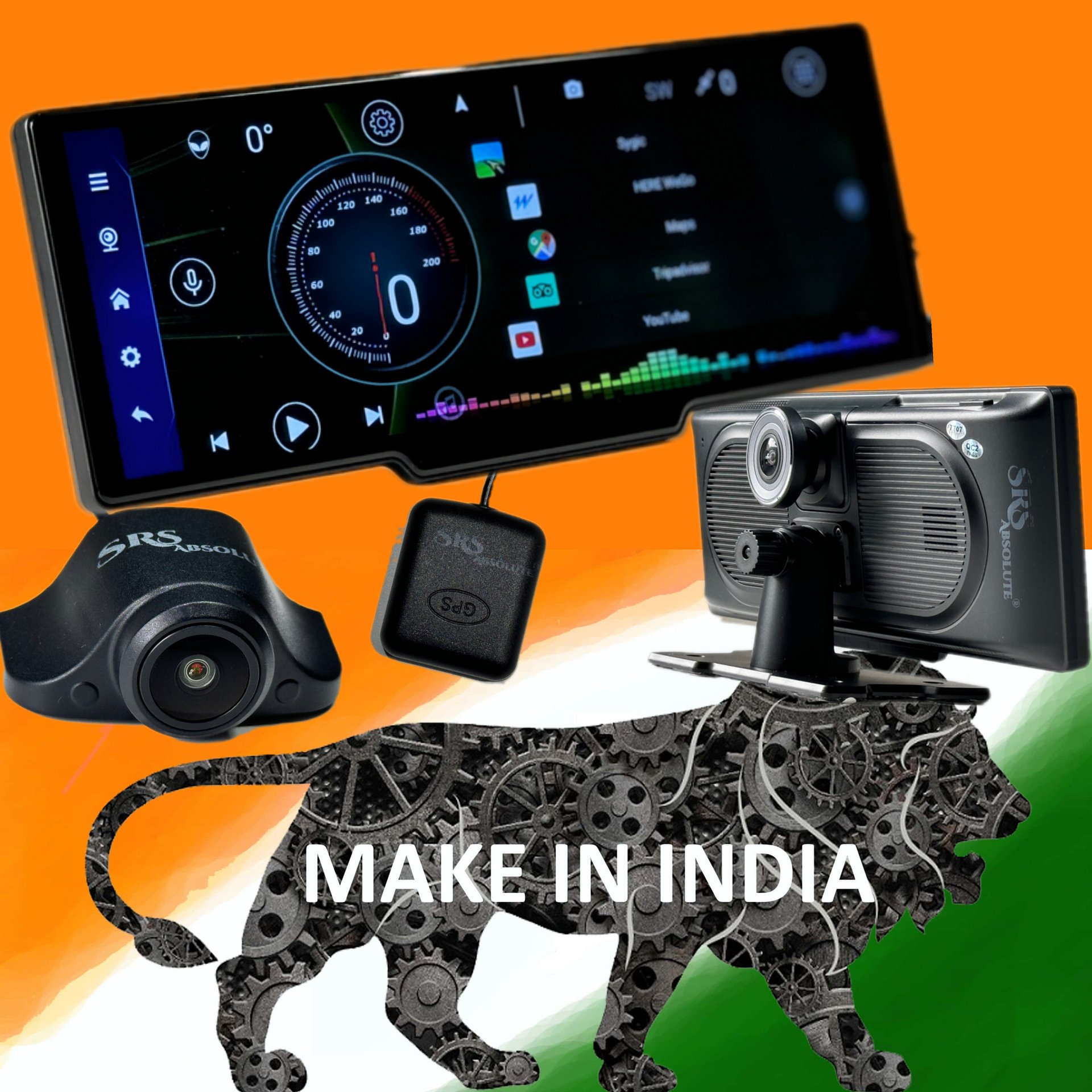 SRS ABSOLUTE dual 4G Dash Cam 8GB RAM Android14 ADAS Wireless CarPlay GPS+Live Video Bluetooth WIFI HotSpot 1TB MicroSD Supp Map-Apps-PlayStore-MultiTask Steering Control Split Screen-Gen4 product image (6)