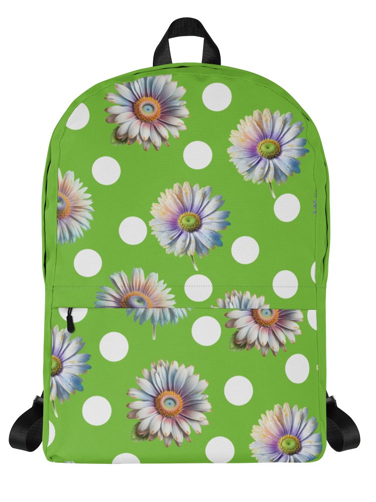 Lime Green Daisy & Dots Backpack product image (1)