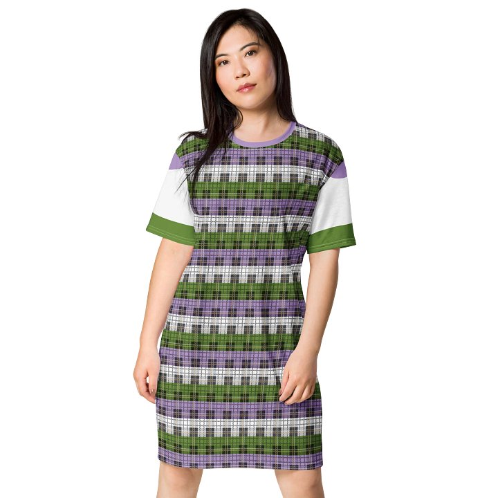 Genderqueer Pride Plaid T-shirt Dress product image (1)