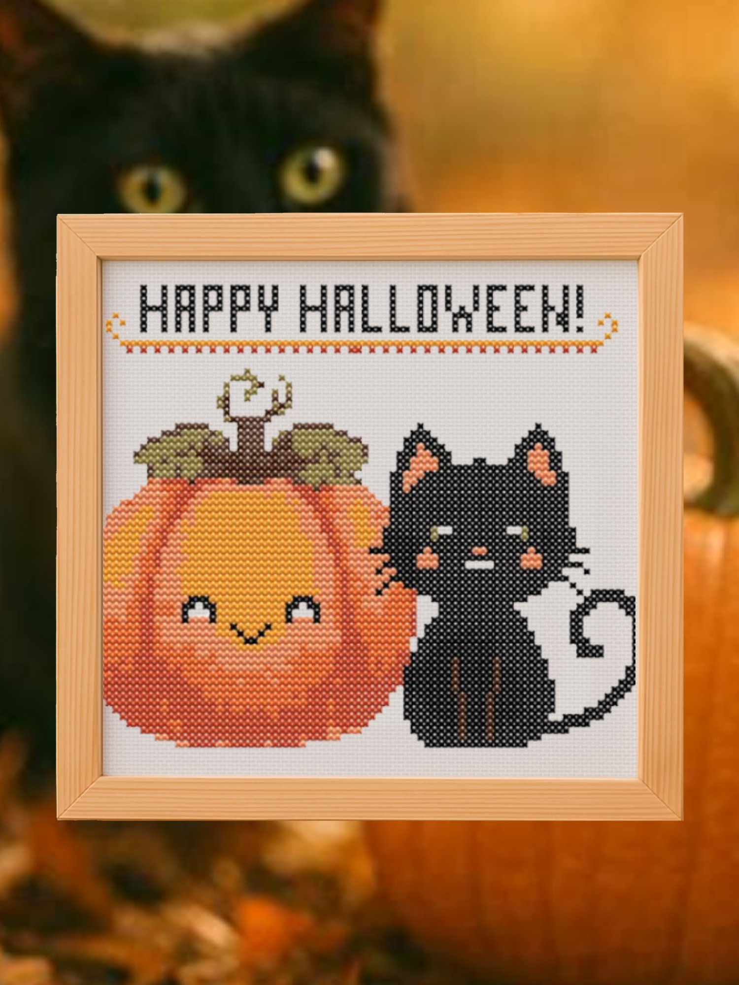 Pumpkin & Paws Cross Stitch Pattern product image (1)