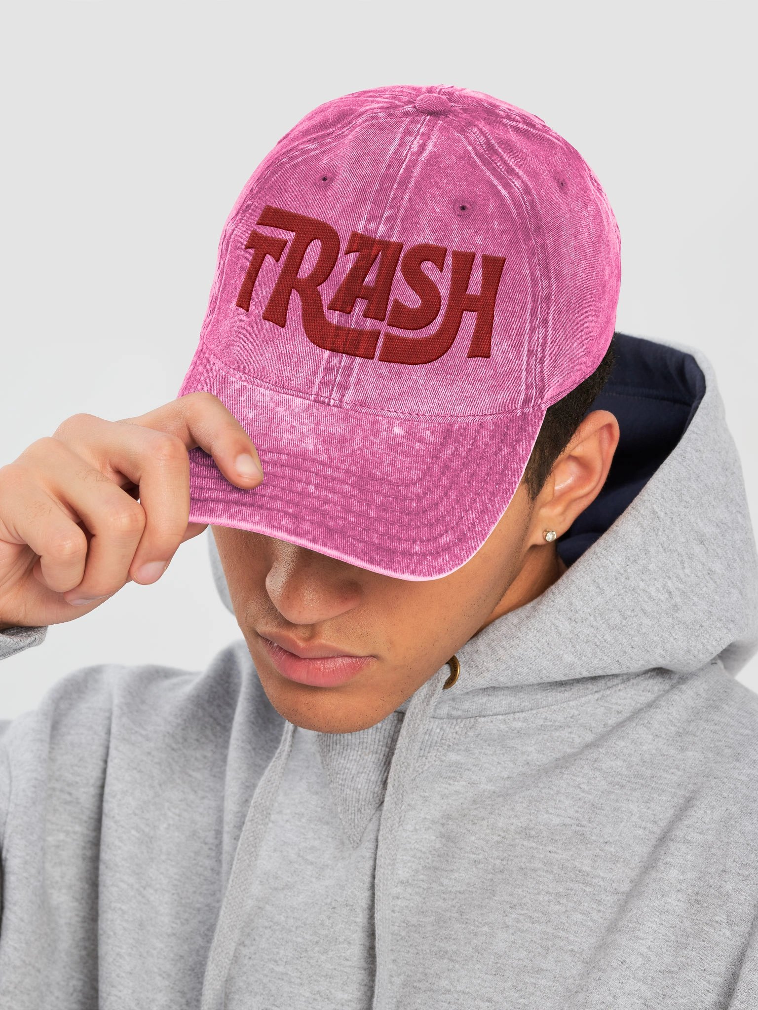 TRASH Pink + Red Baseball Hat product image (7)