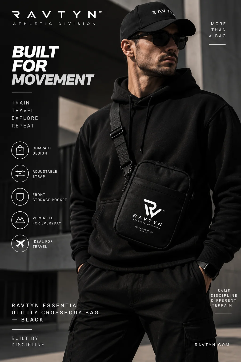 RAVTYN Essential Utility Crossbody Bag — Black product image (2)