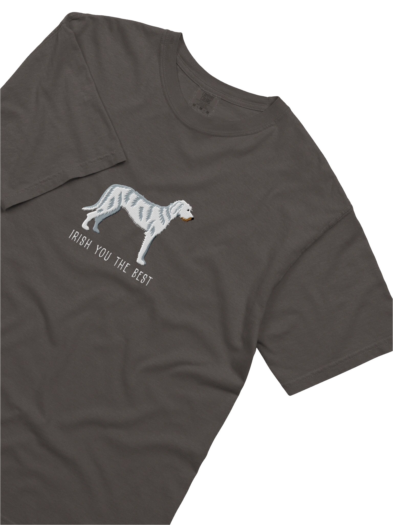 Irish You the Best T-Shirt(Embroidered) of an Irish Wolfhound(White) product image (8)