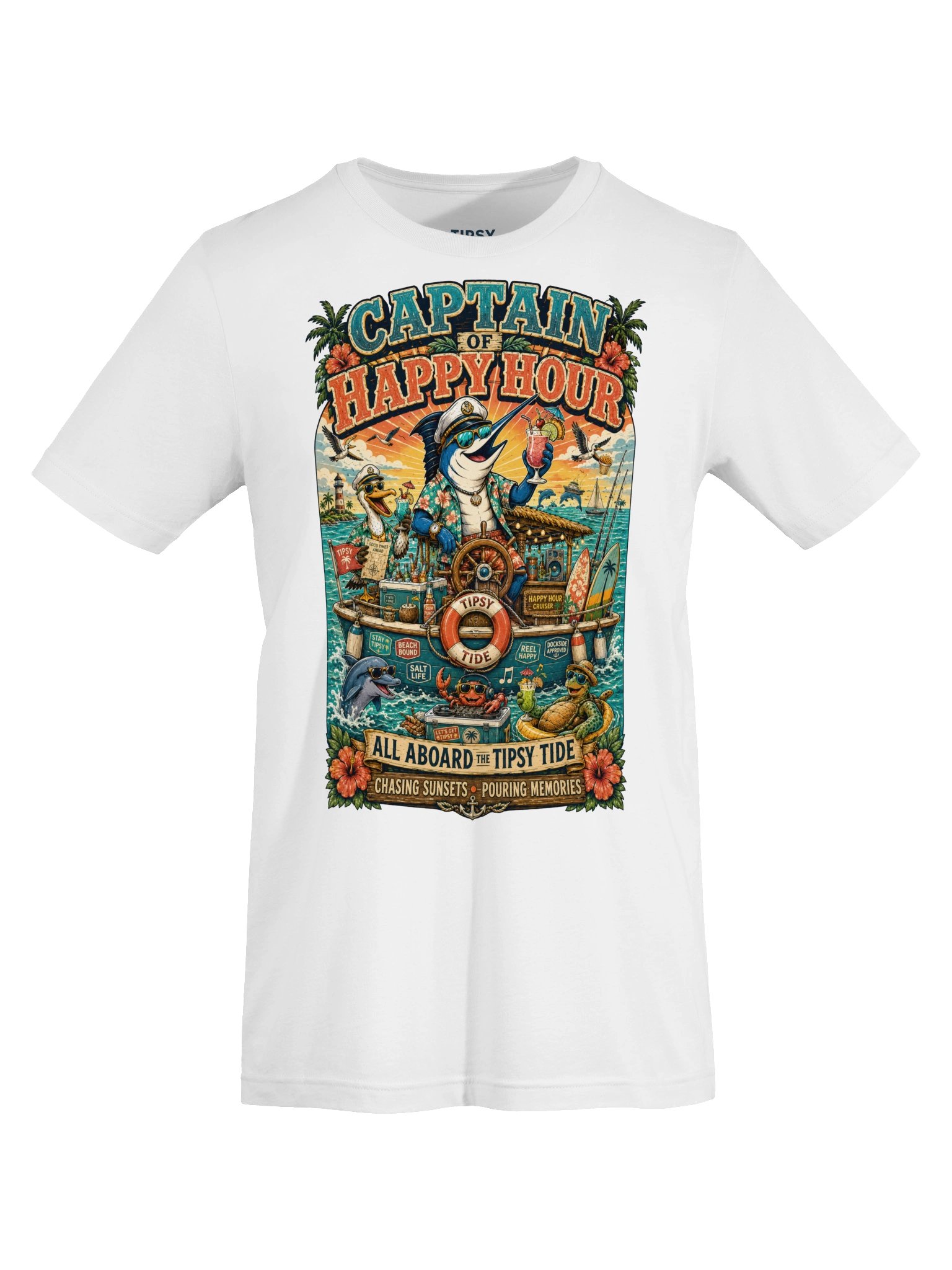 Captain of Happy Hour Tropical Nautical T-Shirt product image (6)