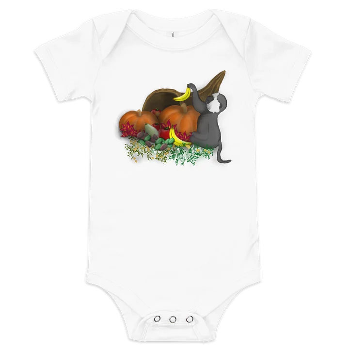 Monkey and Cornucopia, Baby Short Sleeve One Piece - Bella+Canvas product image (1)