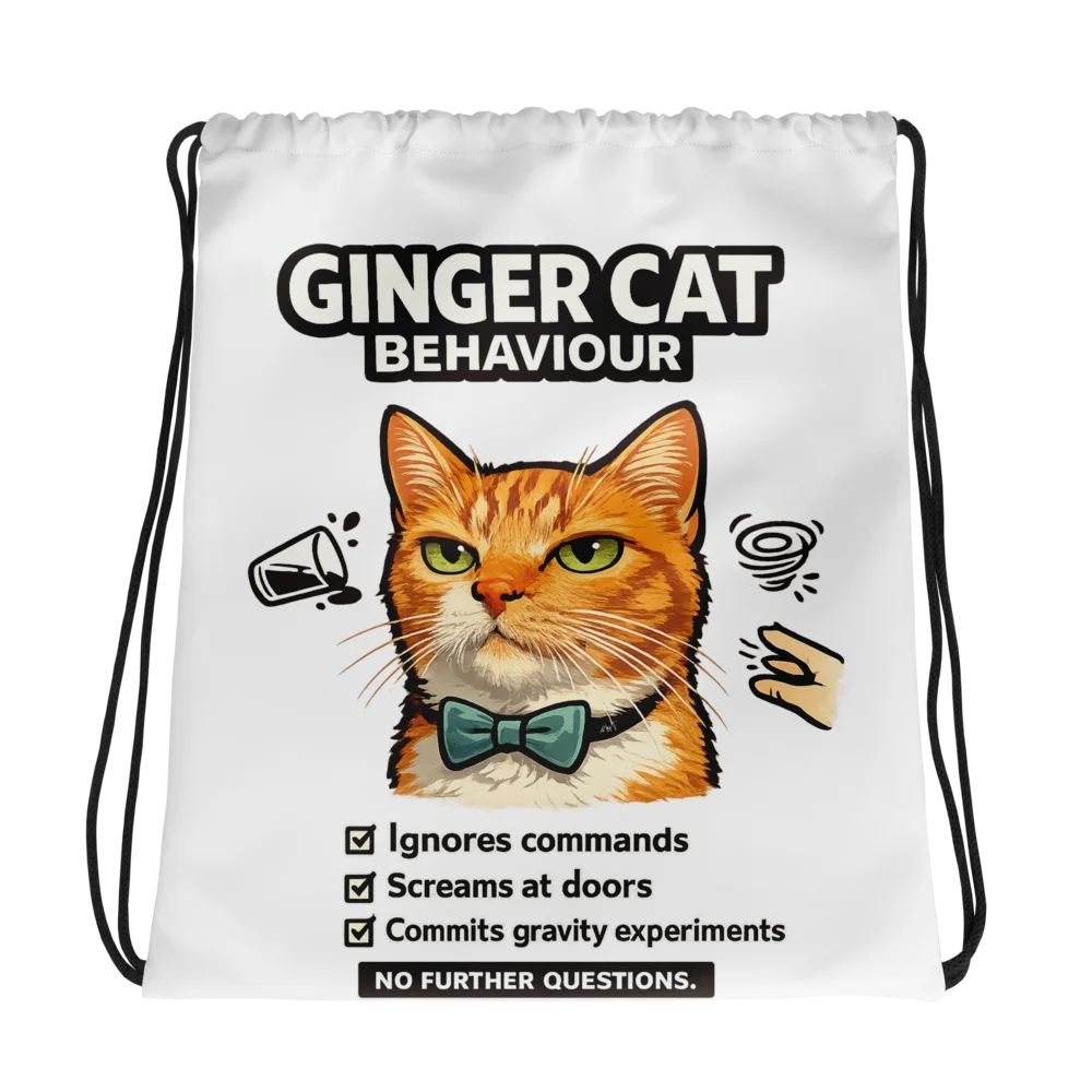 Ginger Cat Checklist Drawstring Bag product image (1)