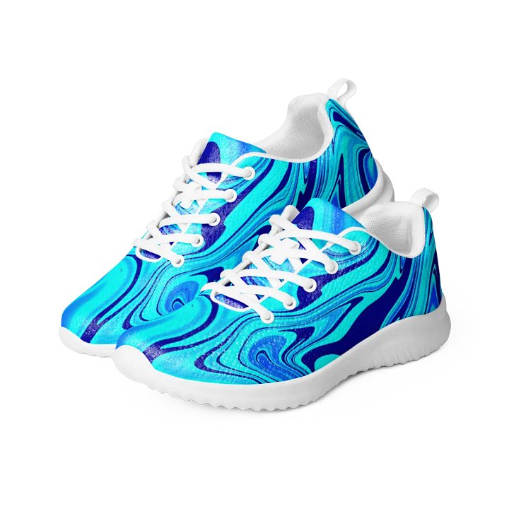 Women's Athletic Shoes - Light and Dark Blue Digital Fluid Art product image (1)