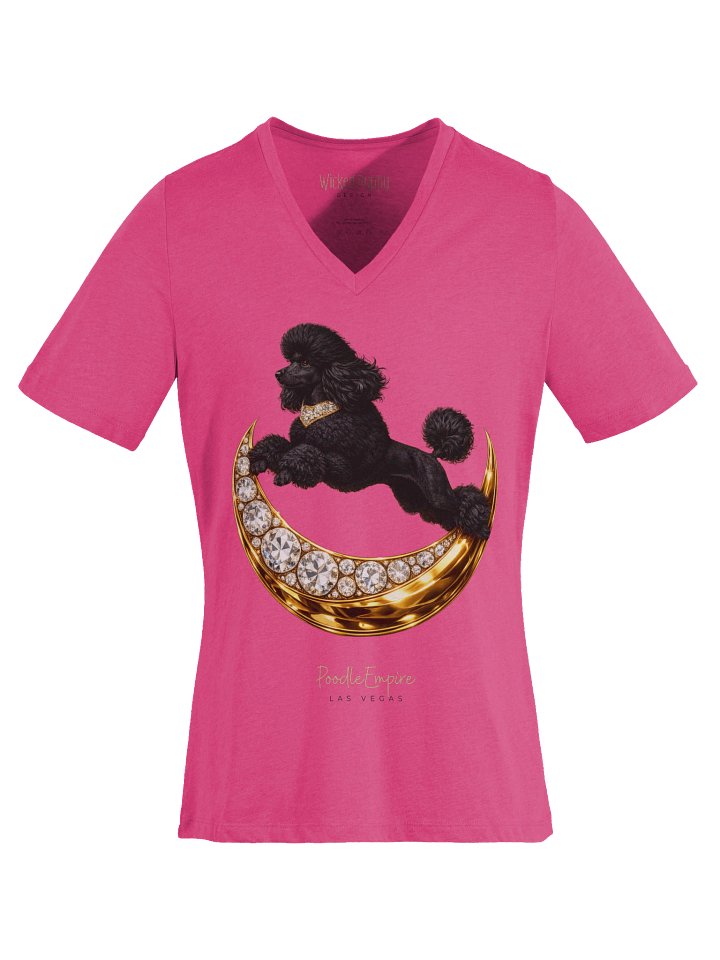 Moon Black Poodle V-Neck Tee Light | Poodle Empire product image (2)