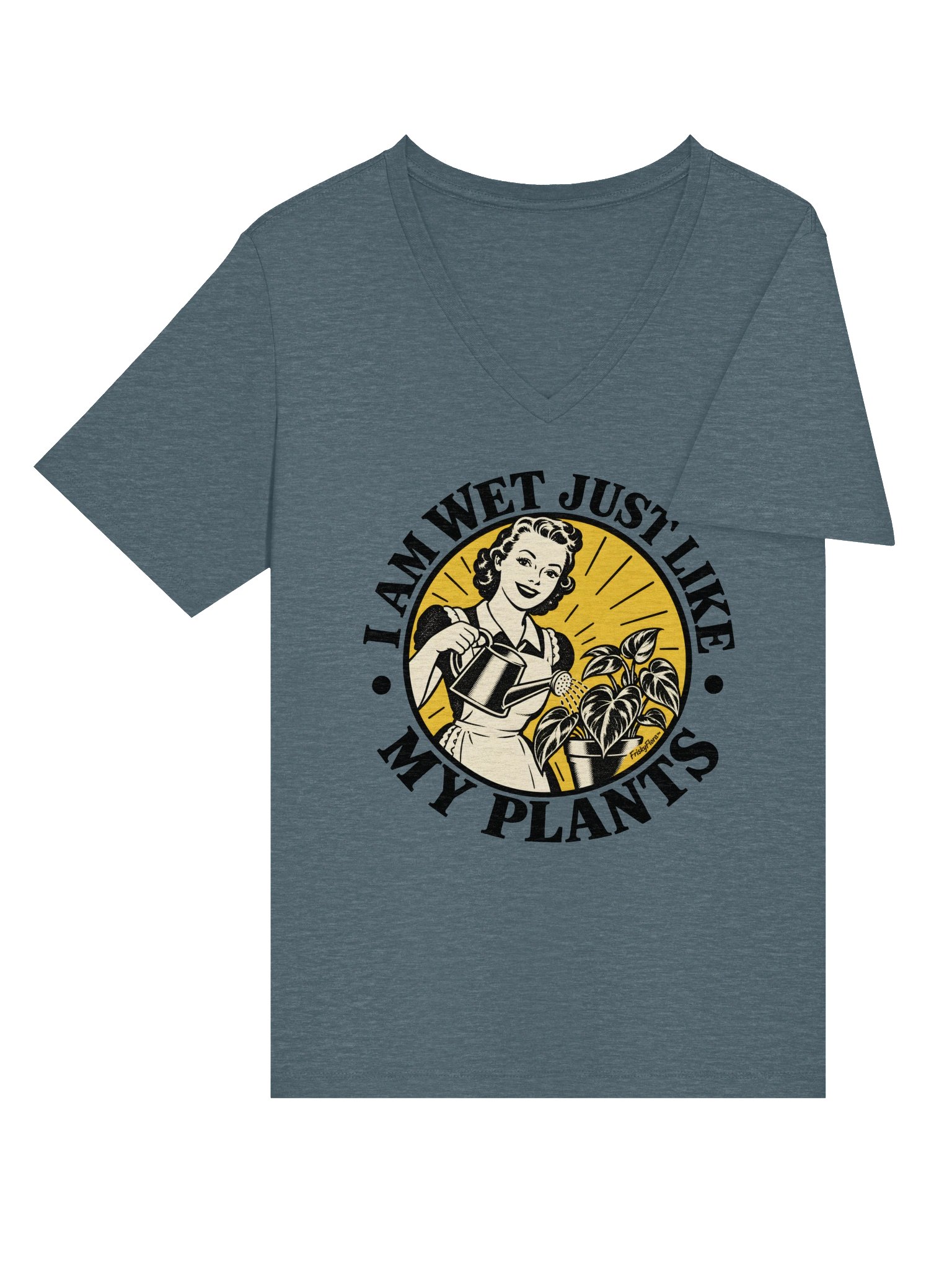 Frisky Flora Retro Plant Lover V-Neck Tee product image (5)
