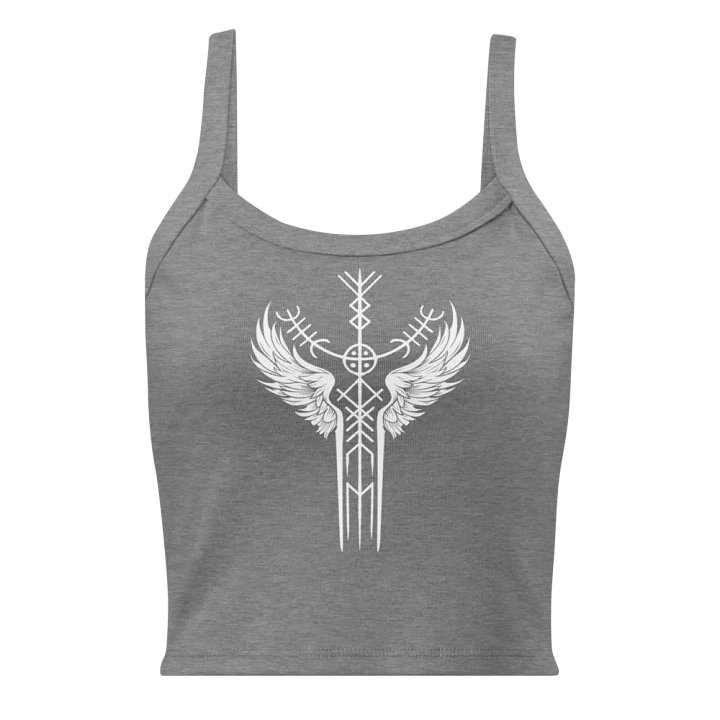The Valkyrie Stave Women's Micro-Rib Tank Top (white print) product image (1)
