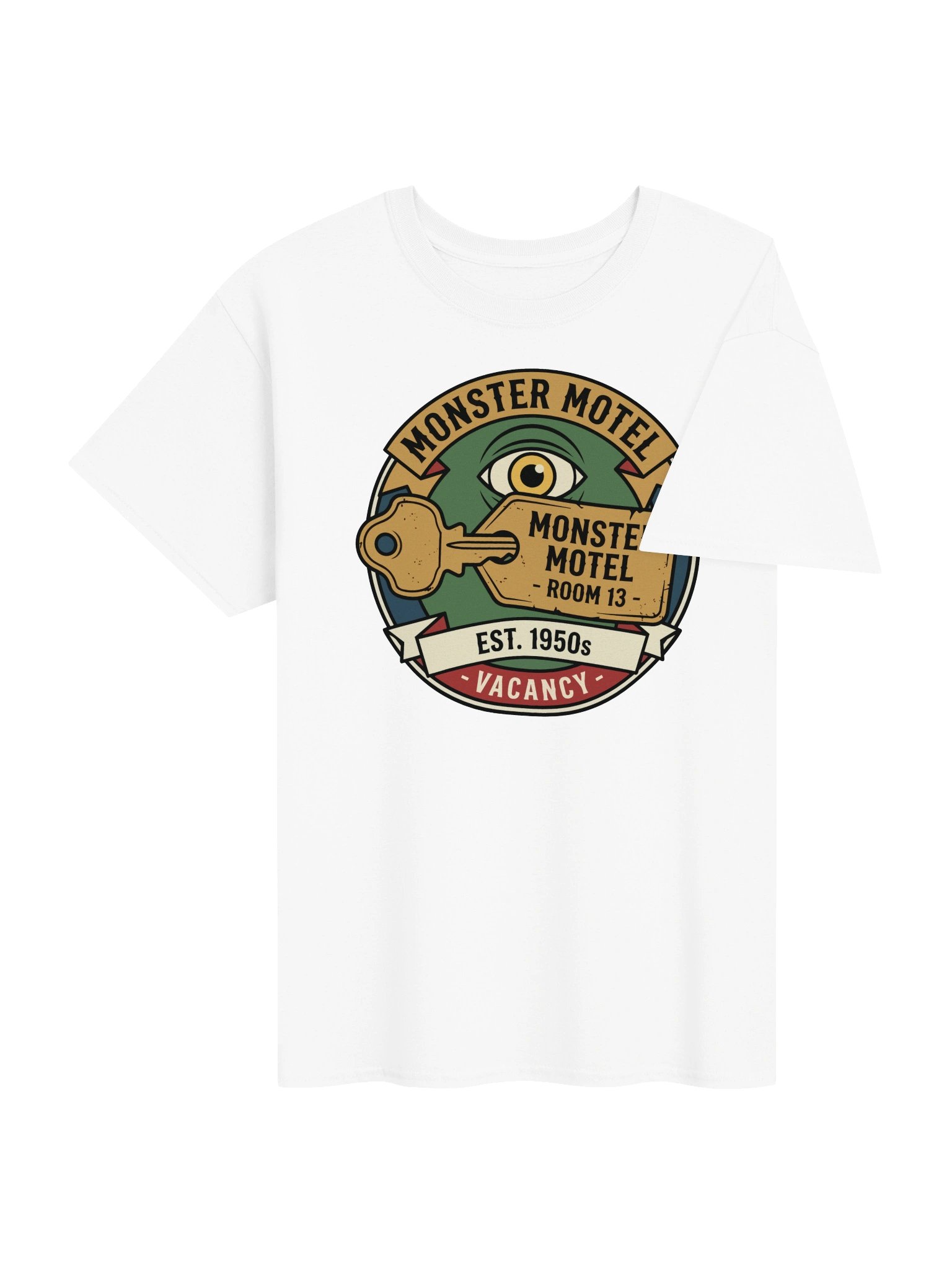 Monster Motel – Vintage Horror Badge T-Shirt product image (4)
