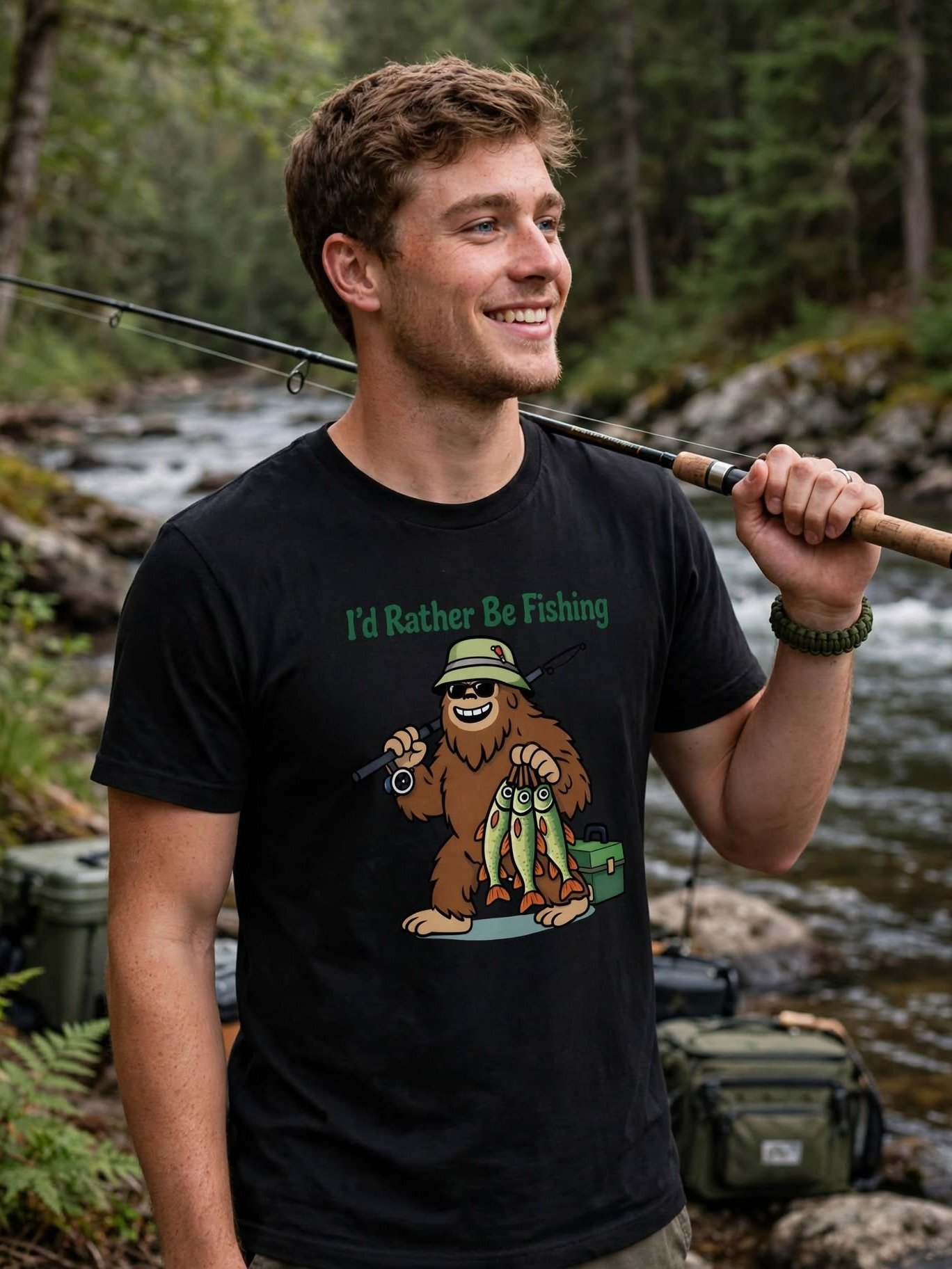 I’d Rather Be Fishing Bigfoot Tee product image (1)