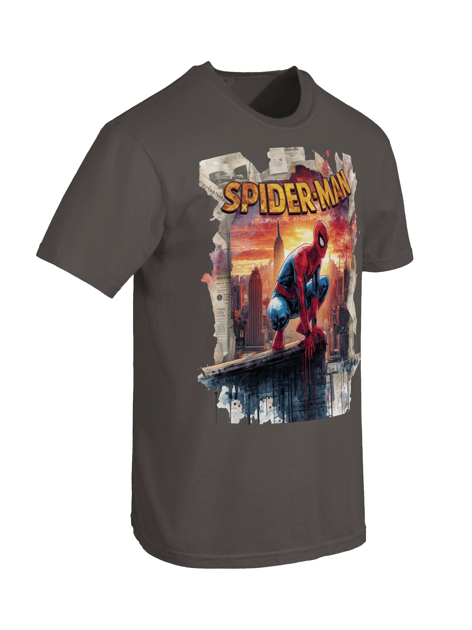 Vintage Spider-Man Rooftop T-Shirt | Dark Streetwear Marvel Graphic Tee product image (2)
