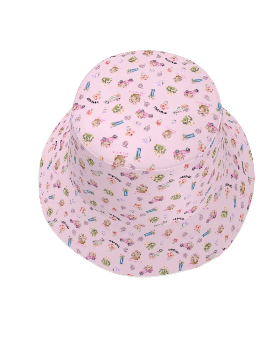 PINK DAISY COTTAGE PATTERN BUCKET HAT REVERSIBLE - Diesen Hut hat niemand ausser Dir ! product image (6)