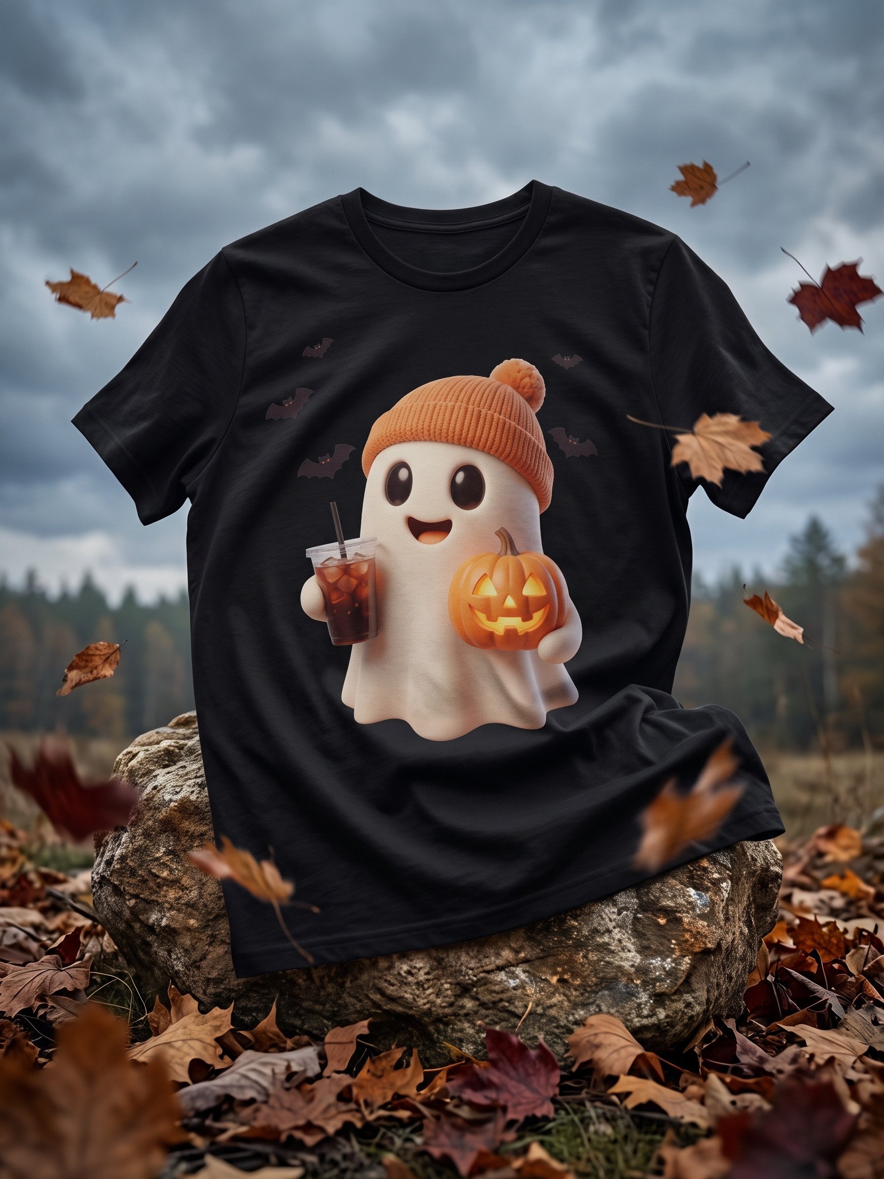 Cute Ghost T-Shirt | Halloween Iced Coffee & Pumpkin Tee product image (16)