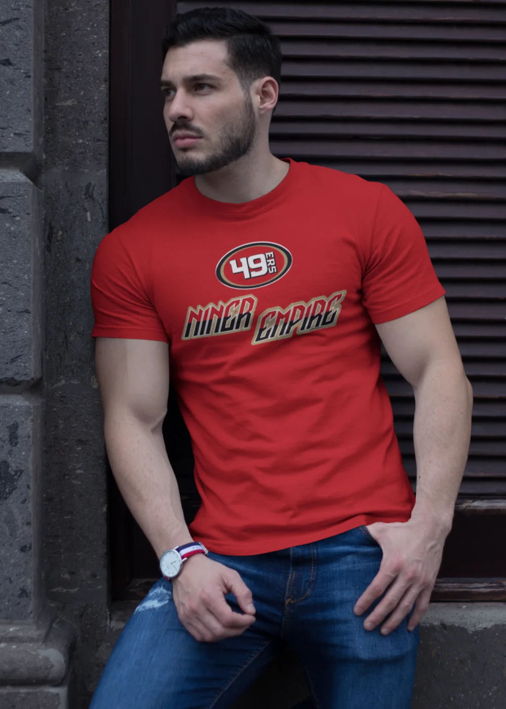 49ers Black Tshirt (Red oval NINER EMPIRE) product image (2)