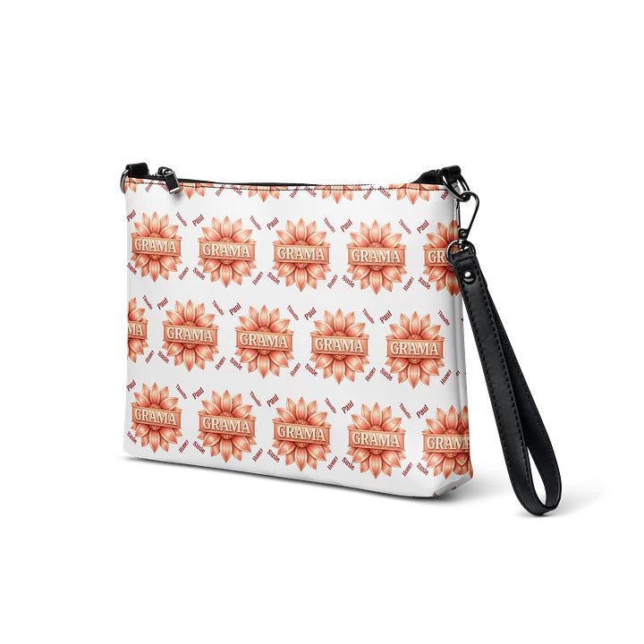 ✨ Personalized Grama Blossom Crossbody Bag | Custom Floral Grid Purse, Faux Leather All-Over Print Gift for Mom & Grandma product image (2)