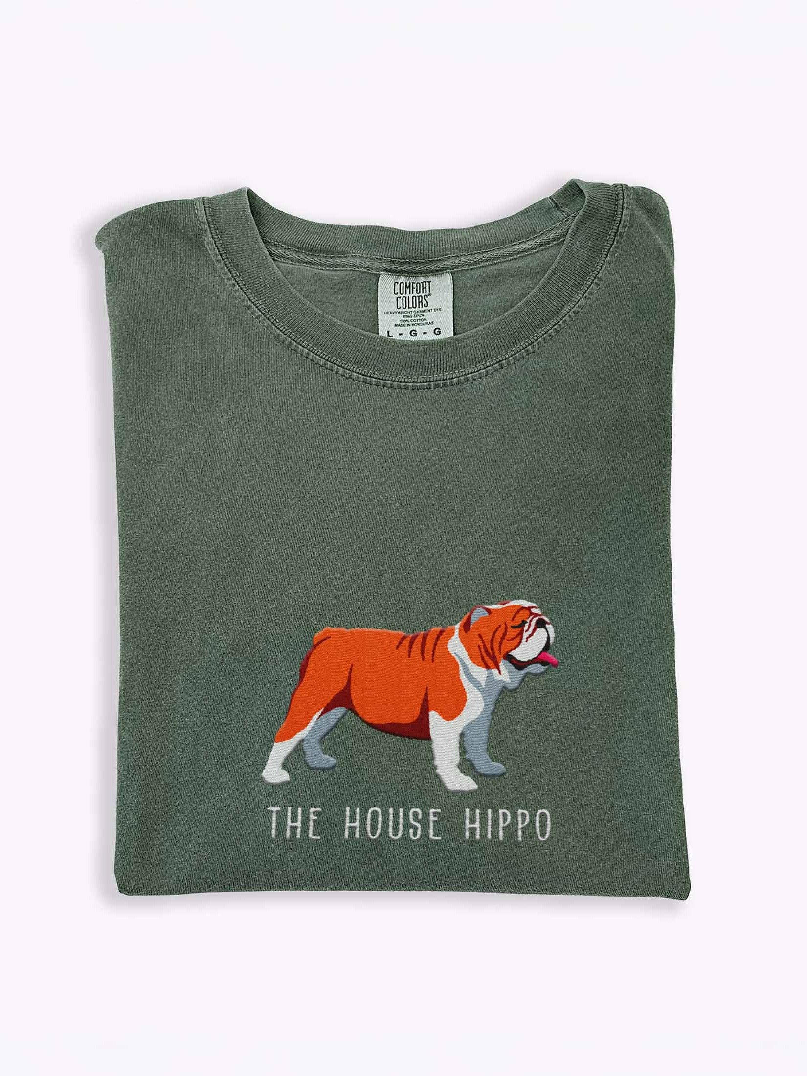 The House Hippo T-Shirt(Embroidered) of an English Bulldog(Red & White) product image (1)