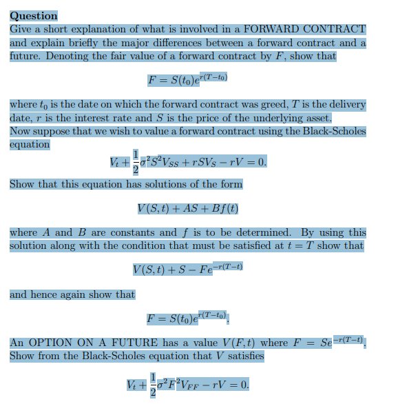 TD - Forward contract, Black-Scholes equation and an option on a future product image (1)