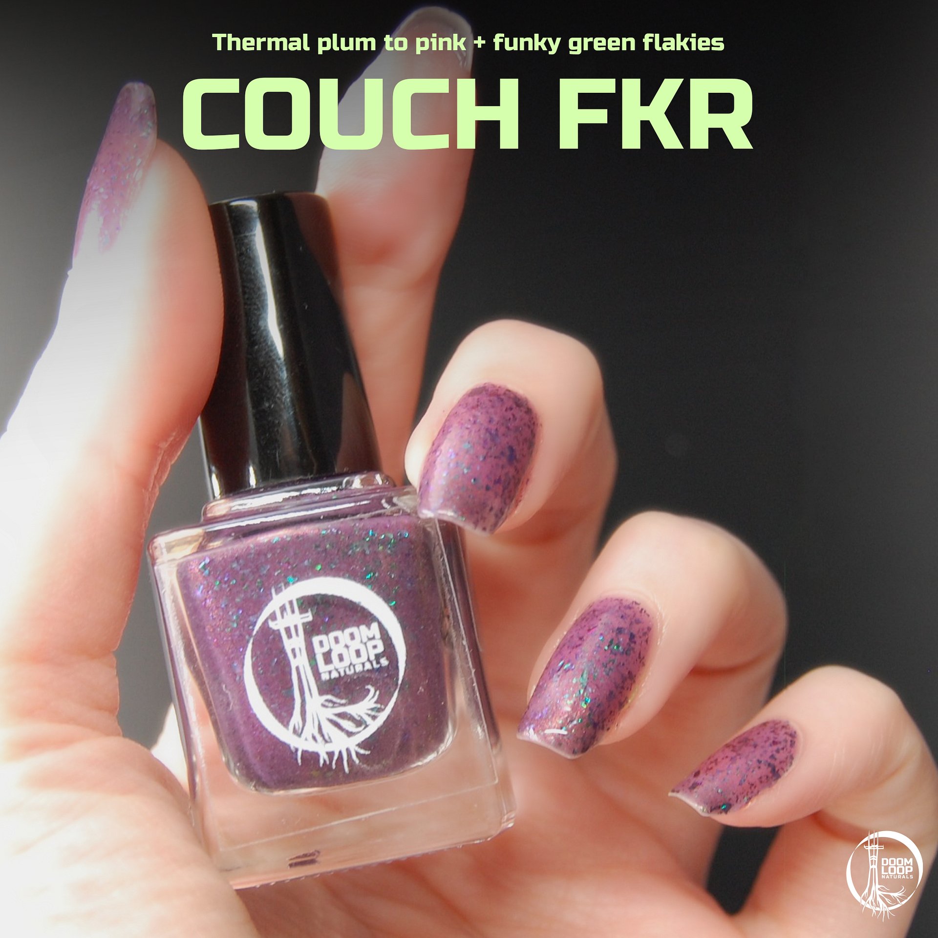COUCH FKR - Dark Plum to Pink Thermal Green Flake Nail Polish product image (1)