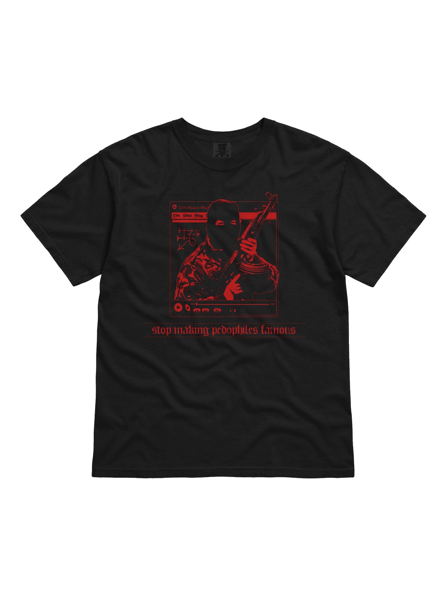 "STOP MAKING PEDOS FAMOUS" TSHIRT BACKPRINT RED product image (1)