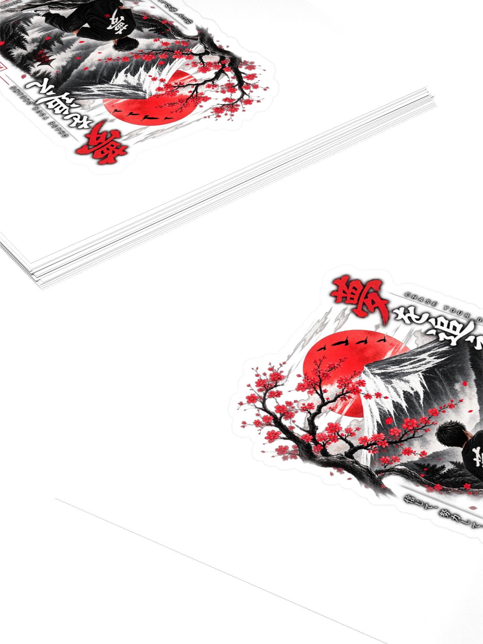 Japanese Mountain Samurai Die-Cut Sticker – Red Sun Japan Aesthetic Decal product image (4)